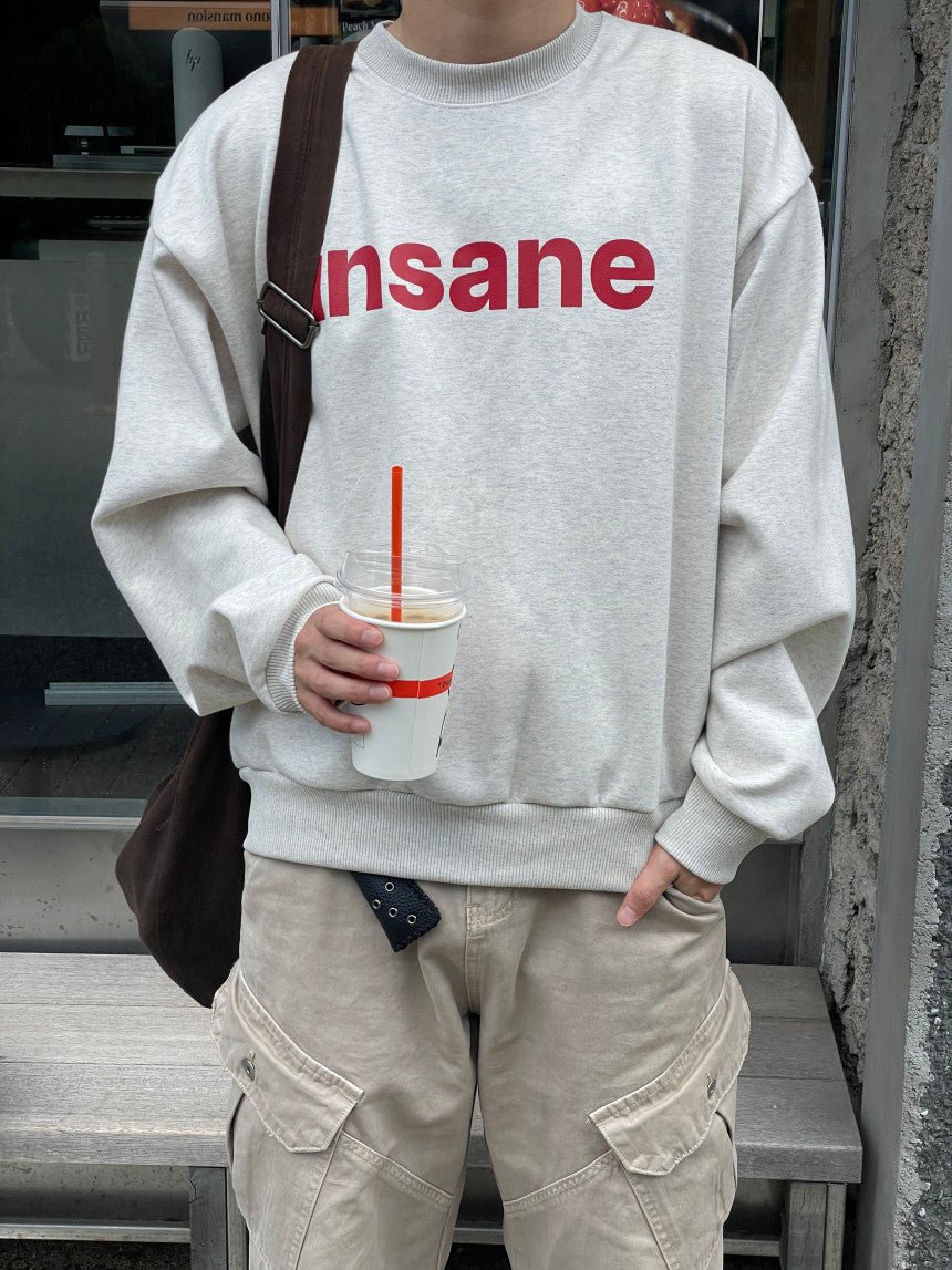 insane 印花 落肩 短版 大學T / 3色 - WHATEVER STUDIO