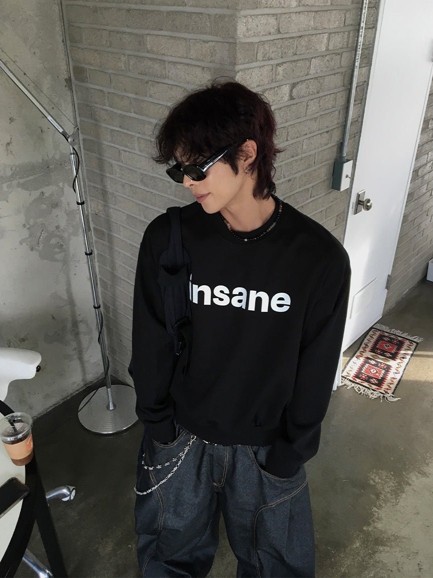 insane 印花 落肩 短版 大學T / 3色 - WHATEVER STUDIO