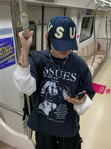 ISSUES 假兩件 微破壞 分層 長袖上衣 / 2色 - WHATEVER STUDIO