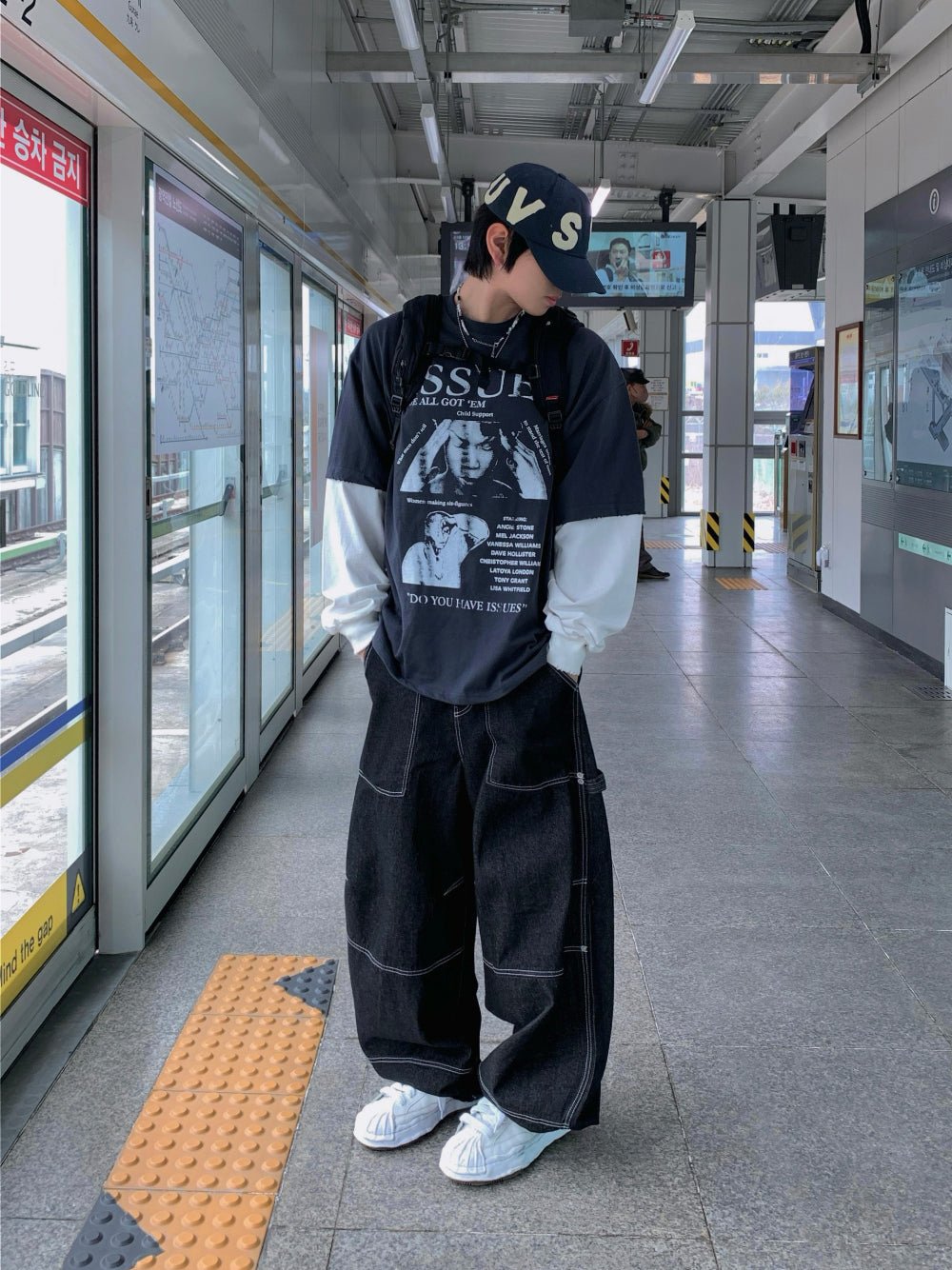 ISSUES 假兩件 微破壞 分層 長袖上衣 / 2色 - WHATEVER STUDIO