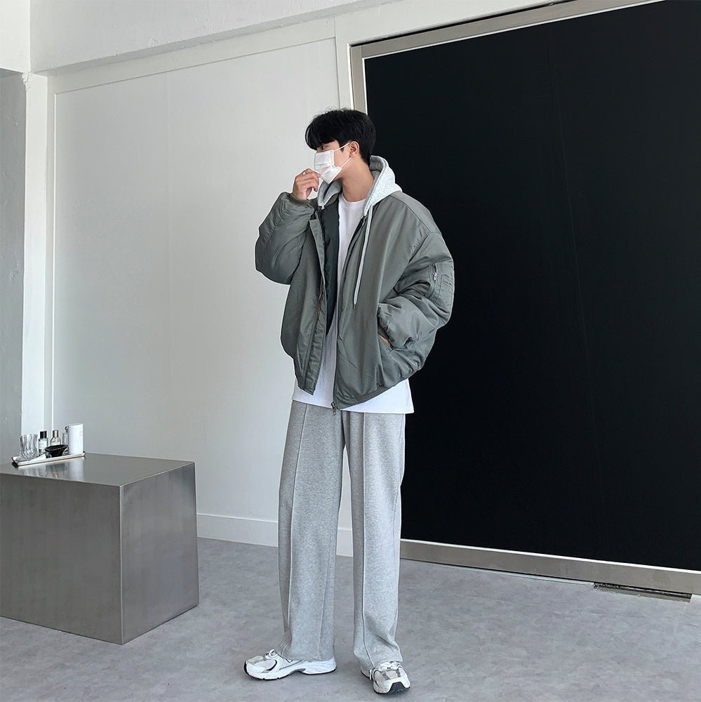 寬鬆 MA - 1 連帽可拆 飛行夾克 羽絨外套 / 3色 - WHATEVER