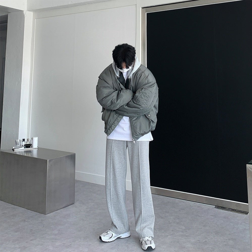 寬鬆 MA - 1 連帽可拆 飛行夾克 羽絨外套 / 3色 - WHATEVER