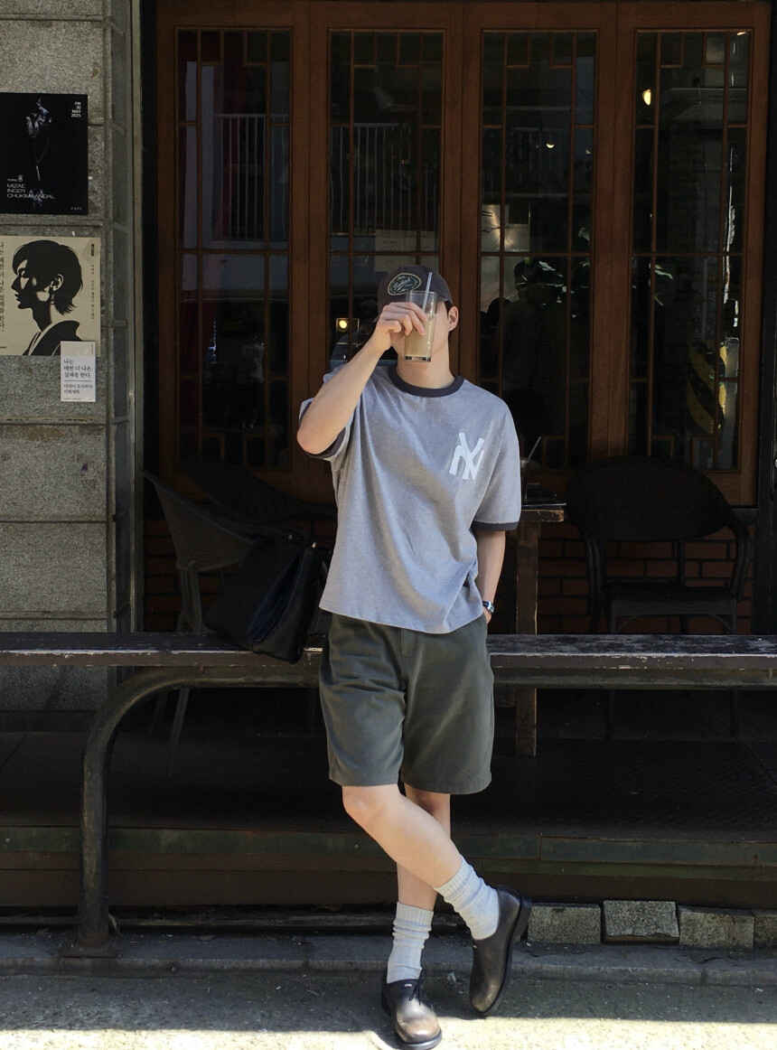 復古 刺繡 短版 NY Ringer 短袖 T恤 / 3色 - WHATEVER