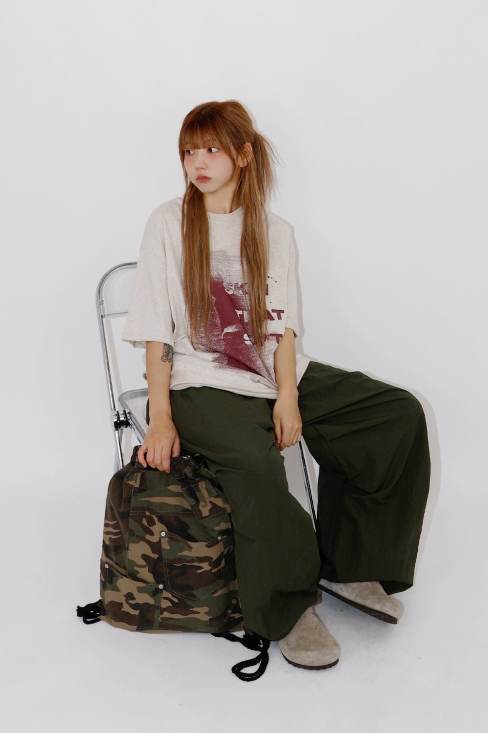 迷彩束口後背包 - WHATEVER