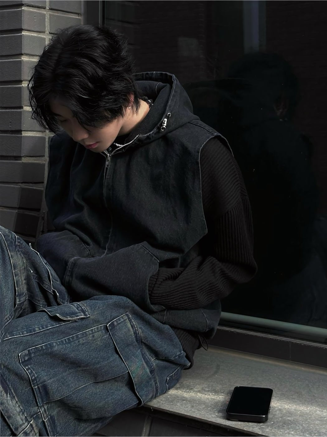 丹寧 牛仔 連帽 背心 - WHATEVER STUDIO