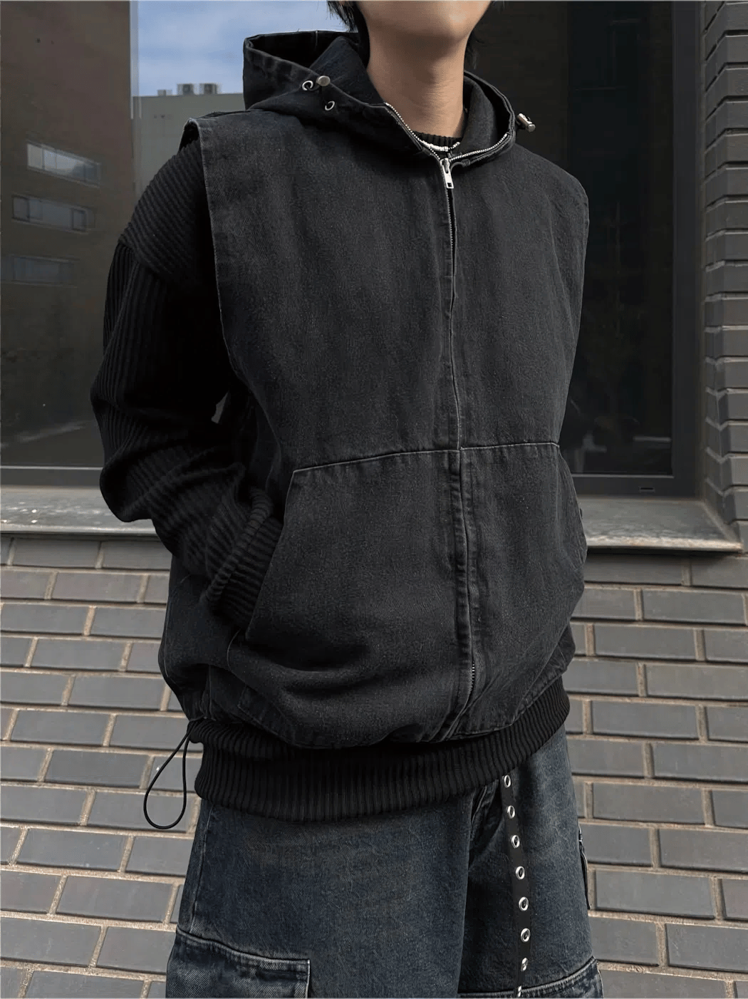 丹寧 牛仔 連帽 背心 - WHATEVER STUDIO