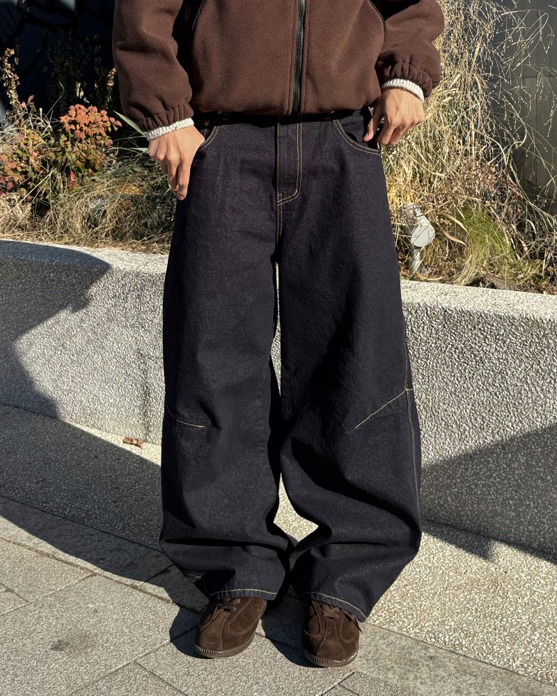 原色 曲線剪裁 彎刀 原牛 牛仔褲 - WHATEVER