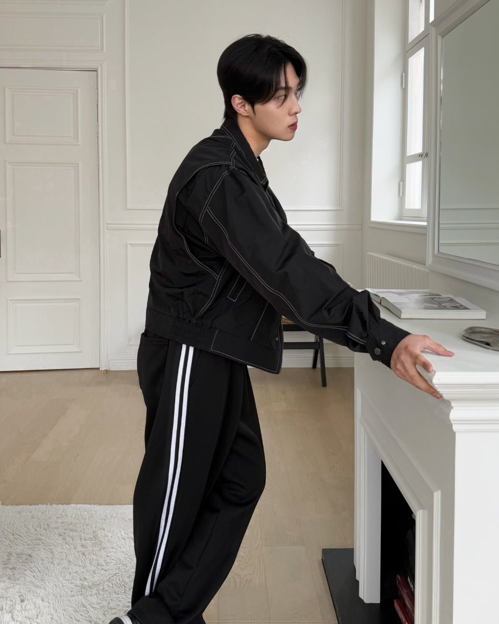 Two - Way Line Stitch Nylon Jacket - WHATEVER