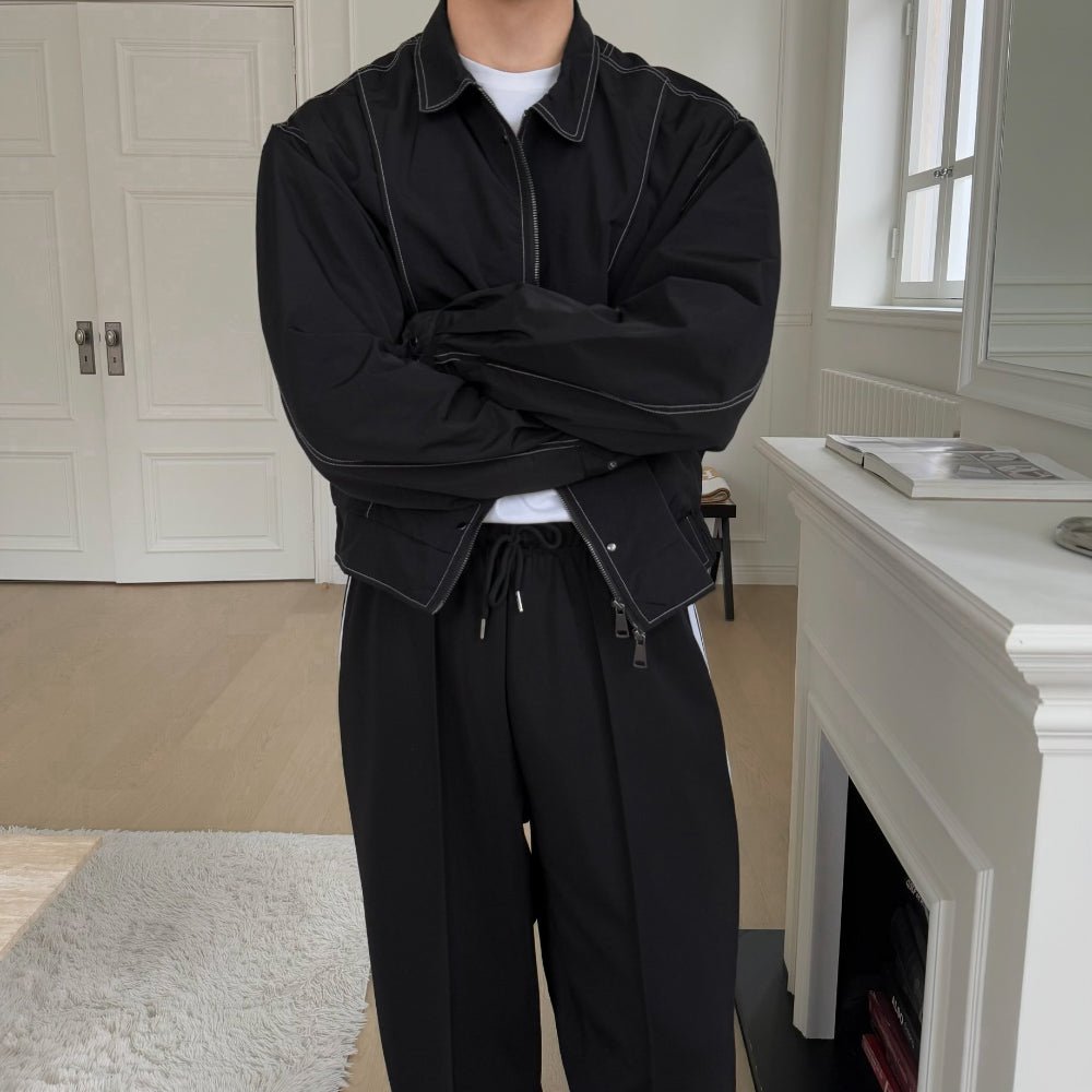 Two - Way Line Stitch Nylon Jacket - WHATEVER